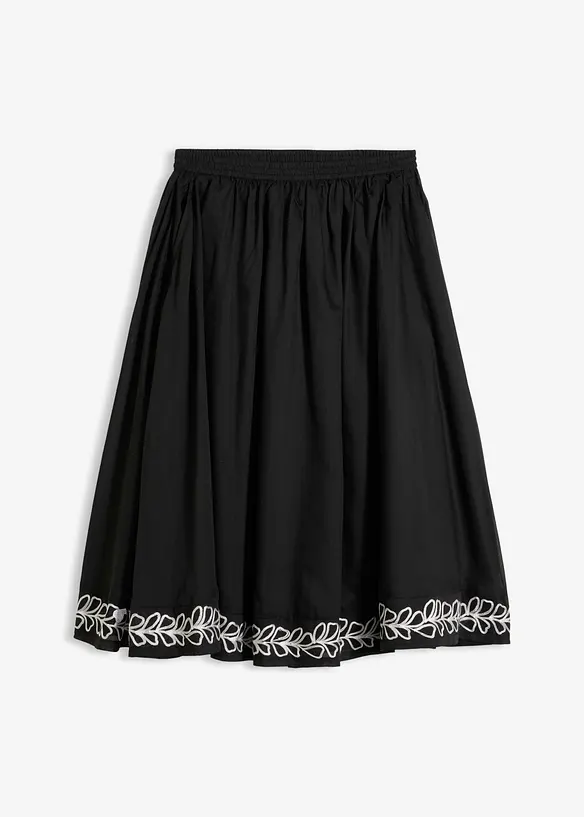 Gonna midi con ricami, bonprix