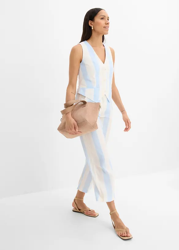 Blazer smanicato effetto lino, bonprix