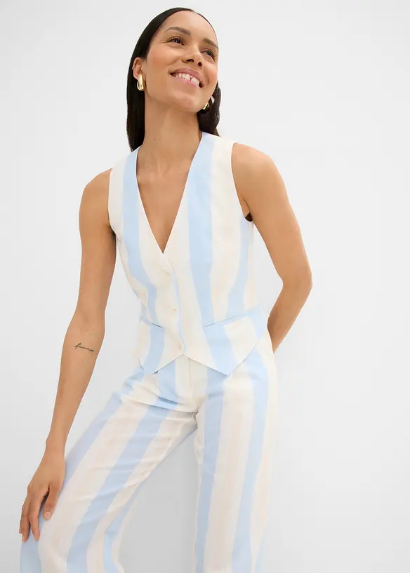 Blazer smanicato effetto lino, bonprix