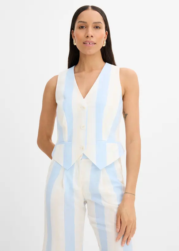 Blazer smanicato effetto lino, bonprix