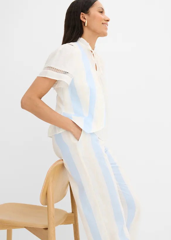 Pantaloni a palazzo effetto lino, bonprix