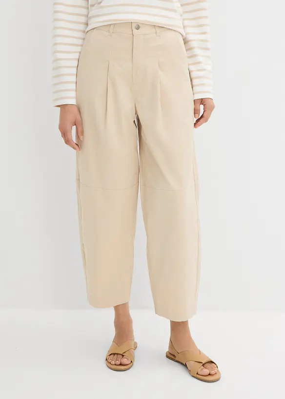 Pantaloni culotte leggeri in twill con effetto palloncino, bonprix