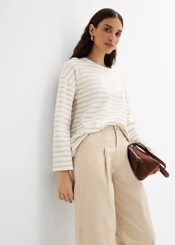 Pantaloni culotte leggeri in twill con effetto palloncino, bonprix