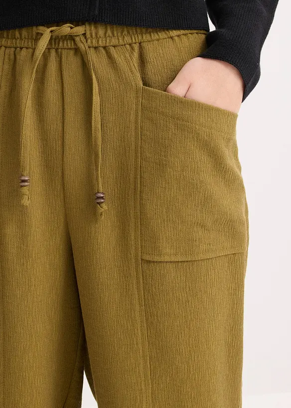 Pantaloni larghi in misto viscosa strutturato, bonprix