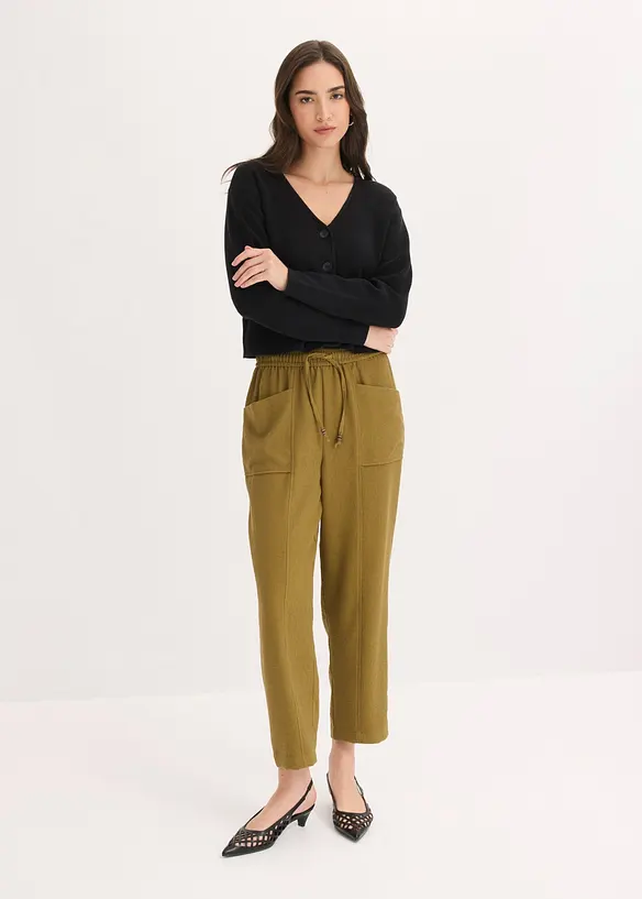 Pantaloni larghi in misto viscosa strutturato, bonprix