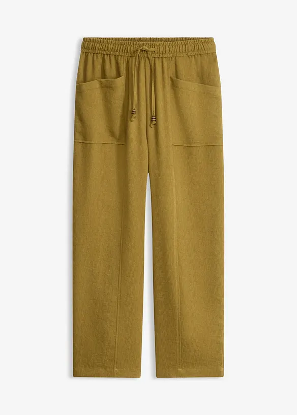 Pantaloni larghi in misto viscosa strutturato, bonprix