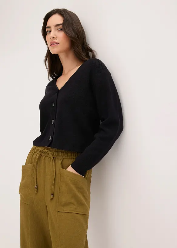 Pantaloni larghi in misto viscosa strutturato, bonprix