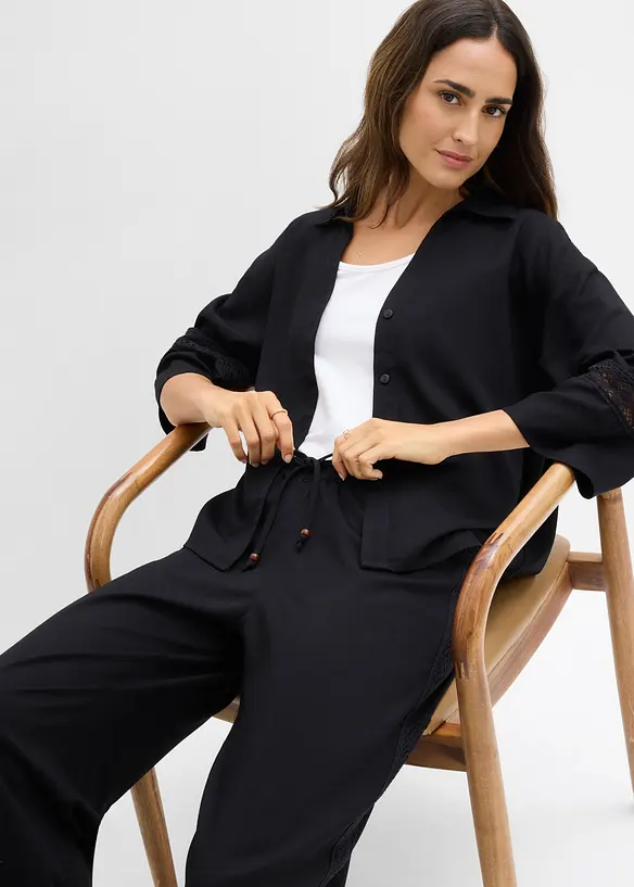 Pantaloni larghi in viscosa fluente, bonprix