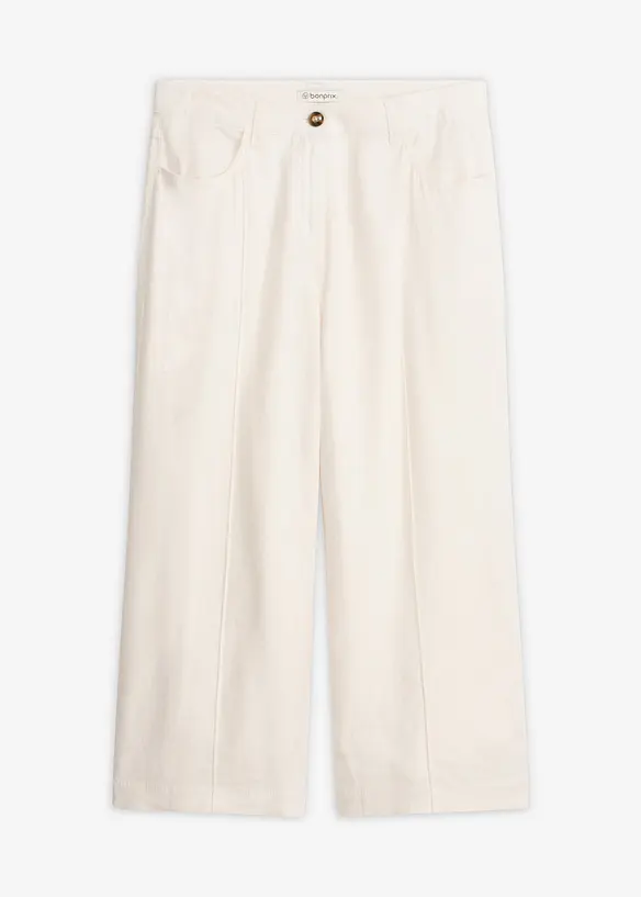 Pantaloni culotte in misto lino fresco con pieghe, bonprix
