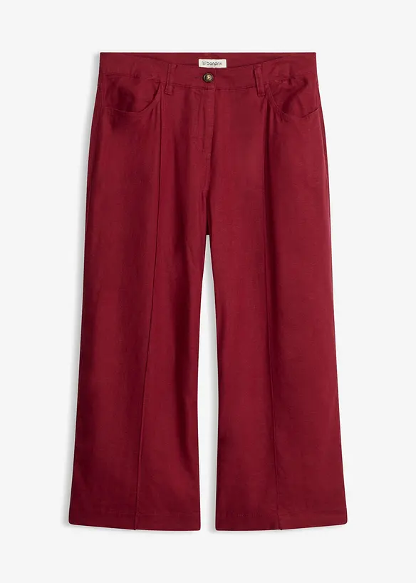 Pantaloni culotte in misto lino fresco con pieghe, bonprix
