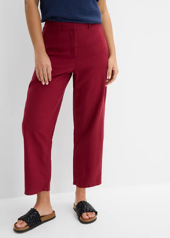 Pantaloni barrel in misto lino e viscosa, bonprix
