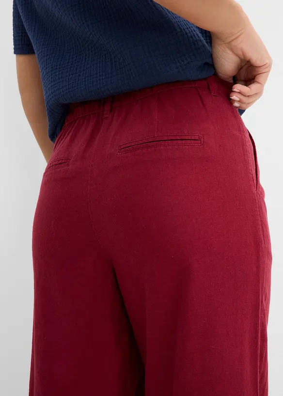 Pantaloni barrel in misto lino e viscosa, bonprix