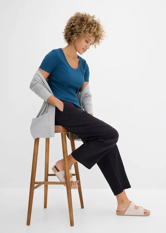 Pantaloni barrel in misto lino e viscosa, bonprix