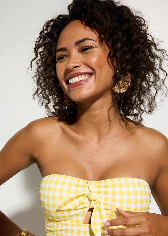 Costume intero a fascia con piccolo fiocco, bonprix