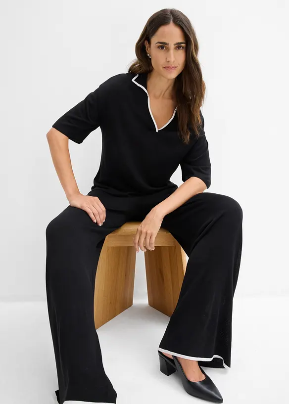 Polo in maglia fine di misto viscosa, bonprix