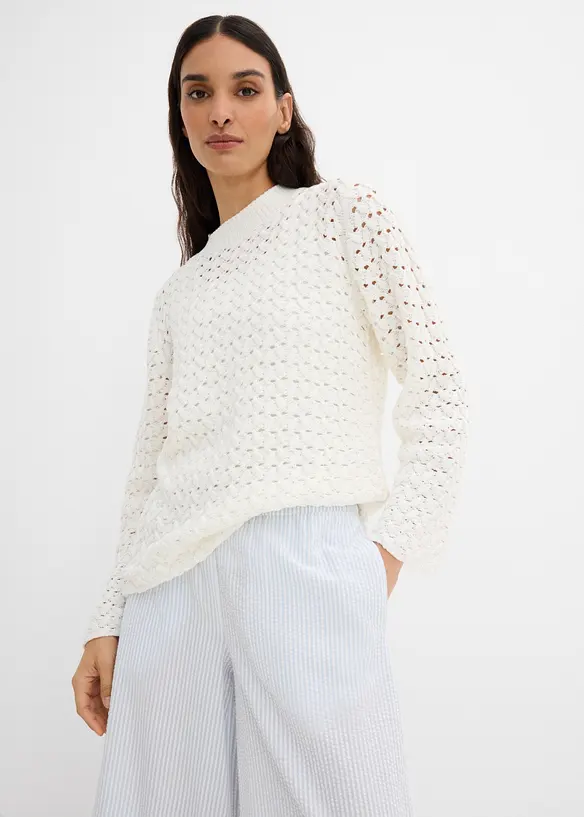 Pantaloni culotte larghi in seersucker, bonprix