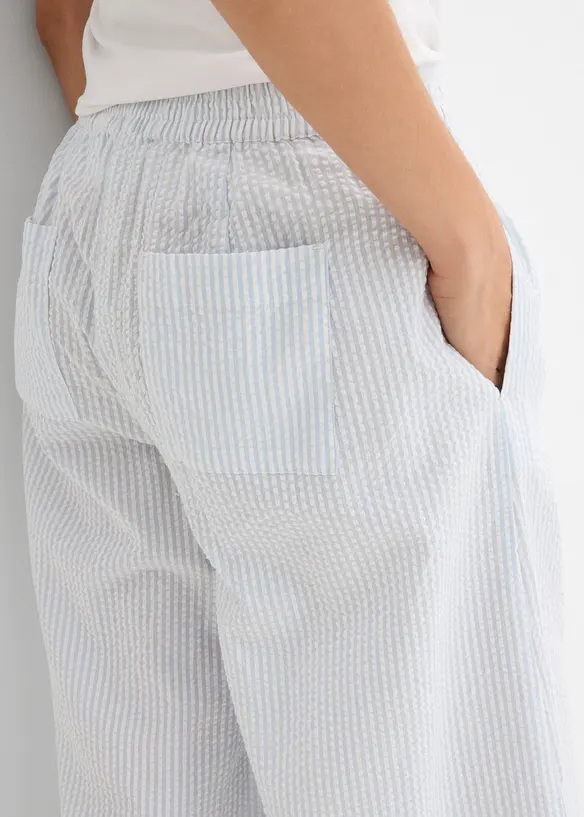 Pantaloni culotte larghi in seersucker, bonprix