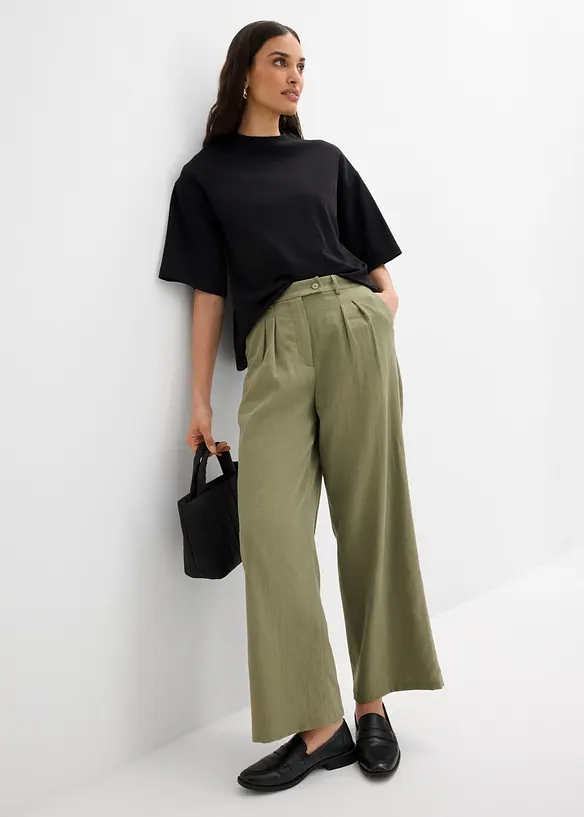 Maxi maglia con fondo asimmetrico in puro cotone biologico, bonprix