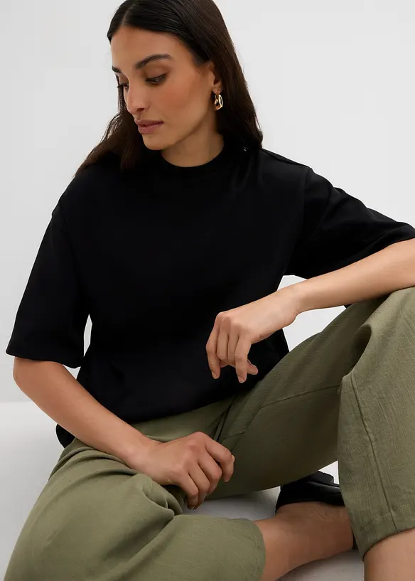 Maxi maglia con fondo asimmetrico in puro cotone biologico, bonprix