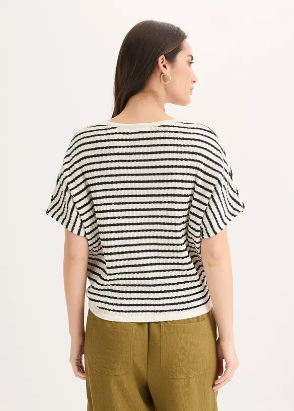 T-shirt in maglia ariosa di misto lino, bonprix