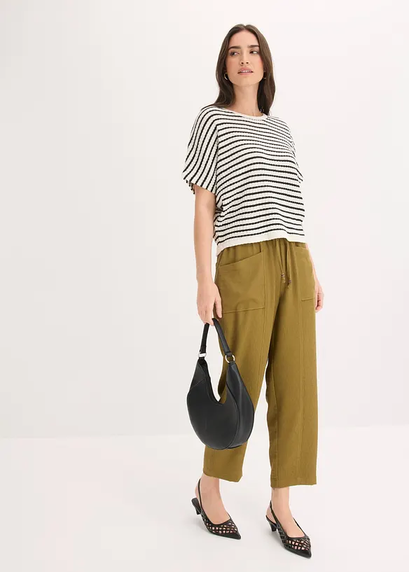 T-shirt in maglia ariosa di misto lino, bonprix