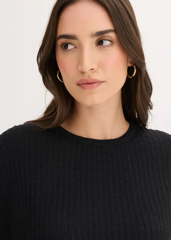 T-shirt in maglia ariosa di misto lino, bonprix