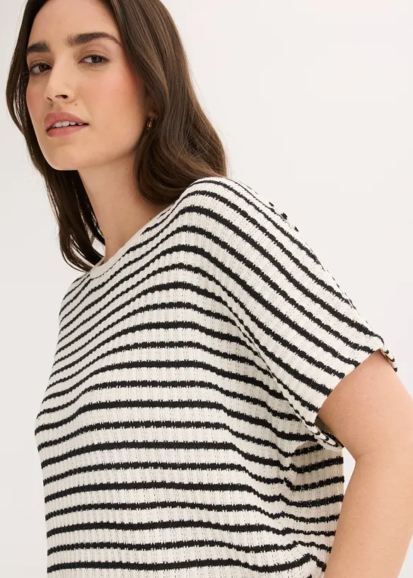 T-shirt in maglia ariosa di misto lino, bonprix