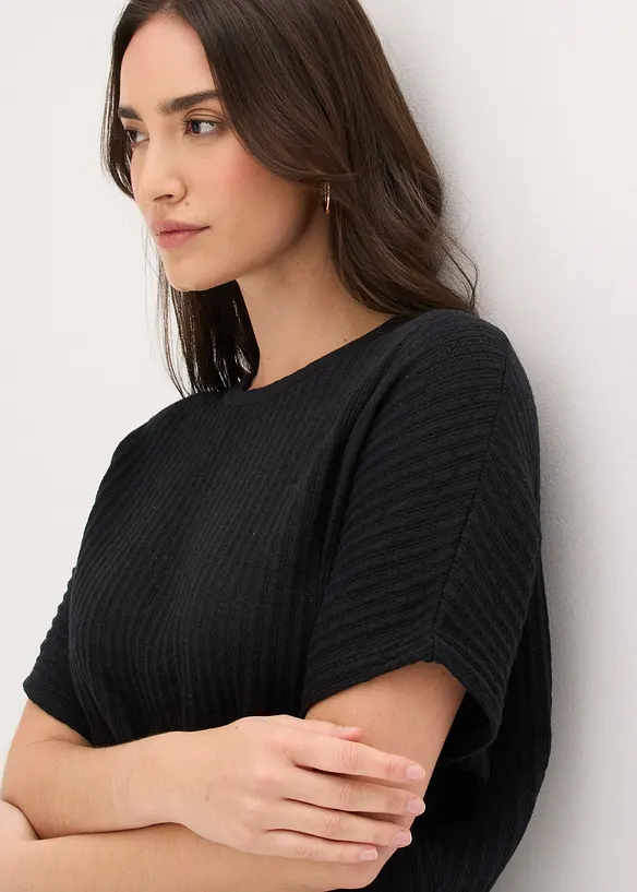 T-shirt in maglia ariosa di misto lino, bonprix