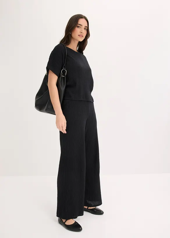 T-shirt in maglia ariosa di misto lino, bonprix