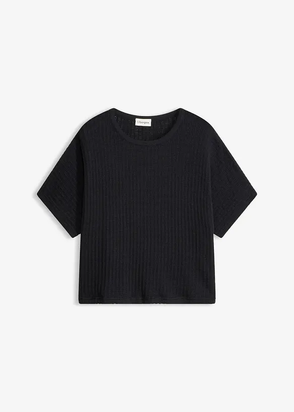 T-shirt in maglia ariosa di misto lino, bonprix