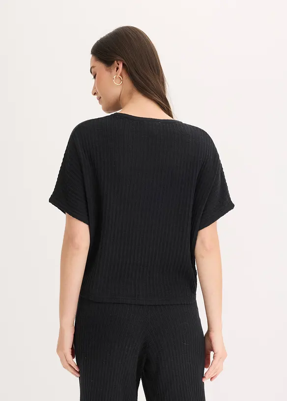 T-shirt in maglia ariosa di misto lino, bonprix