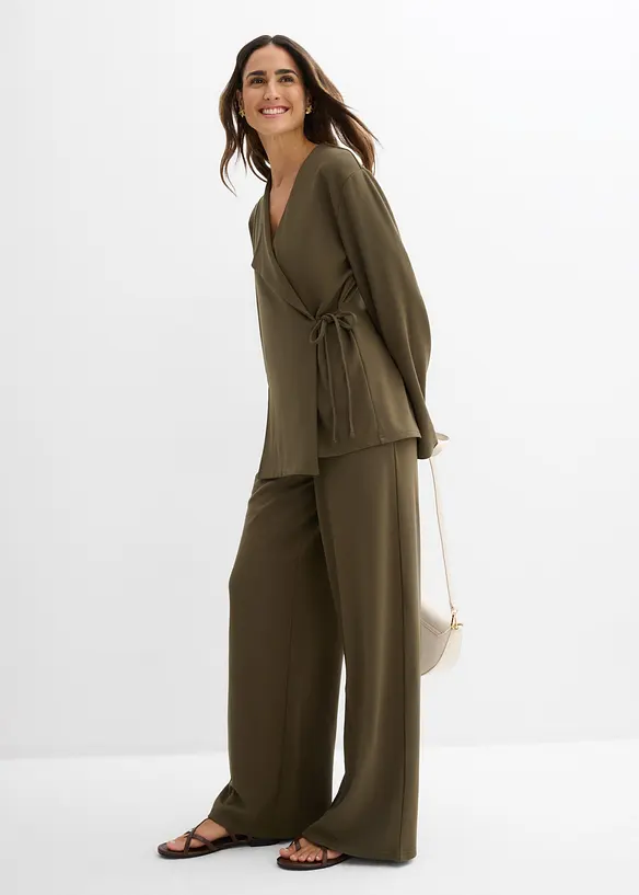 Blusa in misto viscosa con laccetto, bonprix