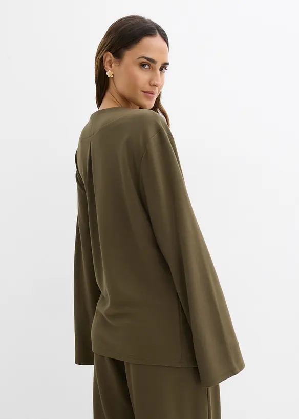 Blusa in misto viscosa con laccetto, bonprix