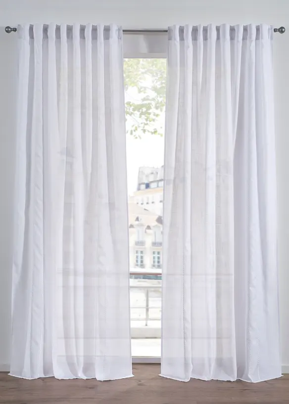 Tenda semitrasparente con ricamo a righe (pacco da 1), bonprix