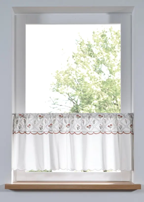 Tenda a vetro con ricami in cotone biologico, bonprix