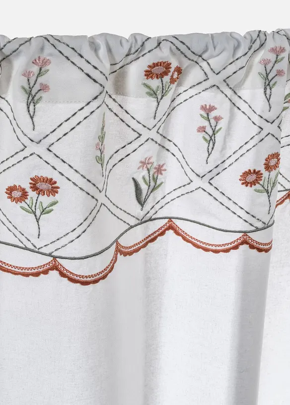 Tenda a vetro con ricami in cotone biologico, bonprix