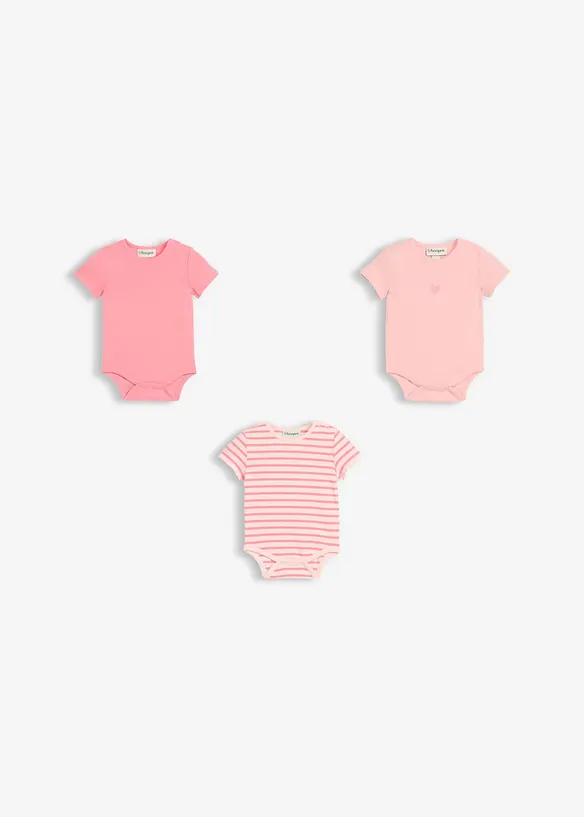 Body a maniche corte in cotone biologico (pacco da 3), bonprix