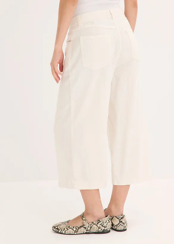 Pantaloni culotte in misto lino fresco con pieghe, bonprix