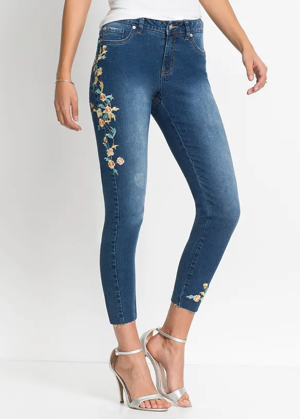 Jeans skinny cropped, vita media, bonprix