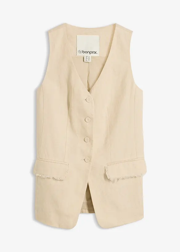 Gilet in stile sartoriale in puro lino, bonprix