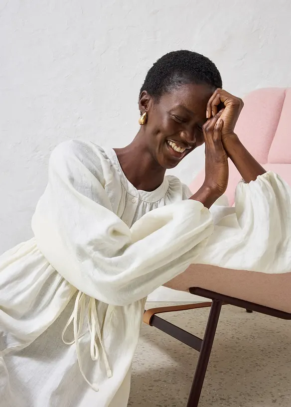 Abito lungo in puro lino, bonprix