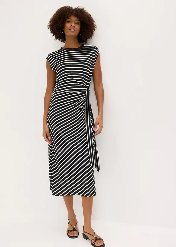 Abito di jersey con drappeggio, bonprix