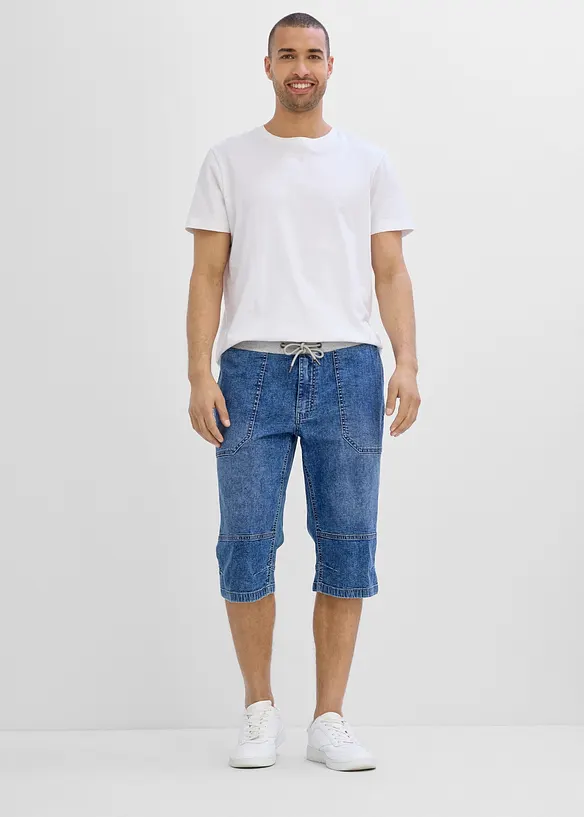 Bermuda lunghi in denim leggero con elastico in vita, relaxed fit, bonprix