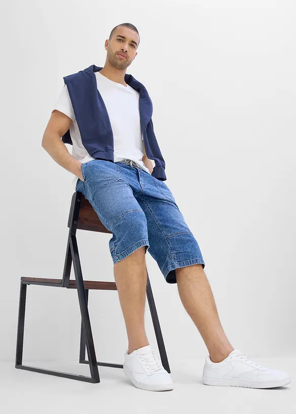 Bermuda lunghi in denim leggero con elastico in vita, relaxed fit, bonprix