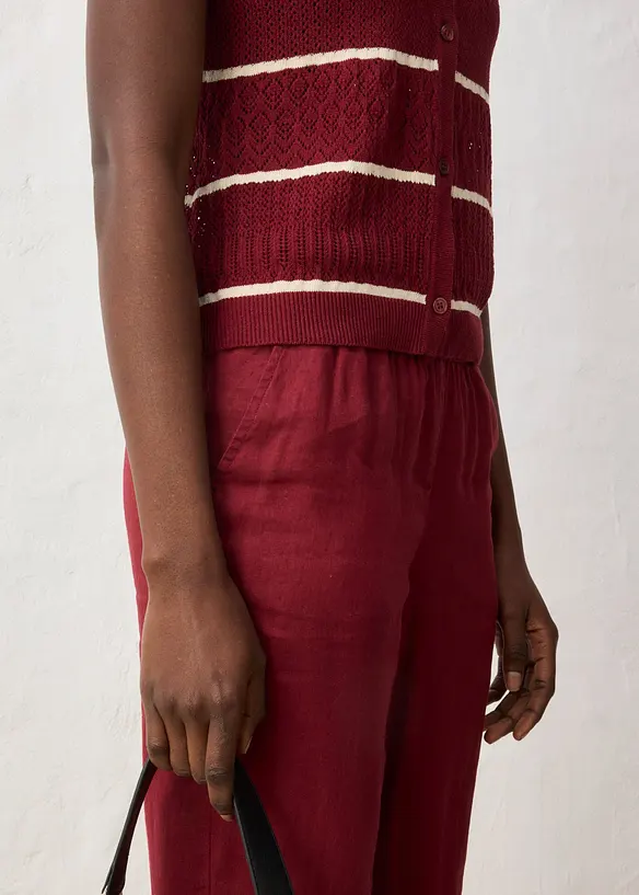 Gilet in maglia traforata con percentuale di lino, bonprix