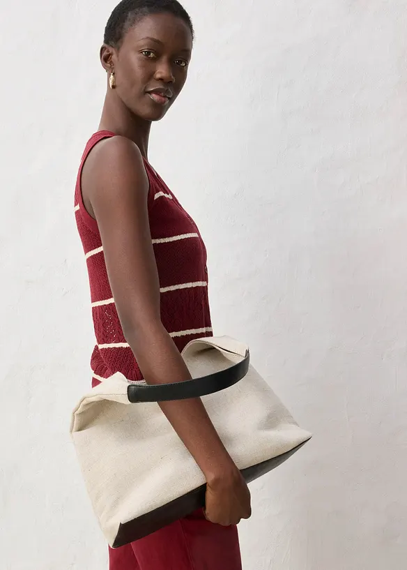 Gilet in maglia traforata con percentuale di lino, bonprix