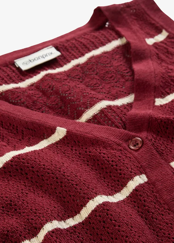 Gilet in maglia traforata con percentuale di lino, bonprix