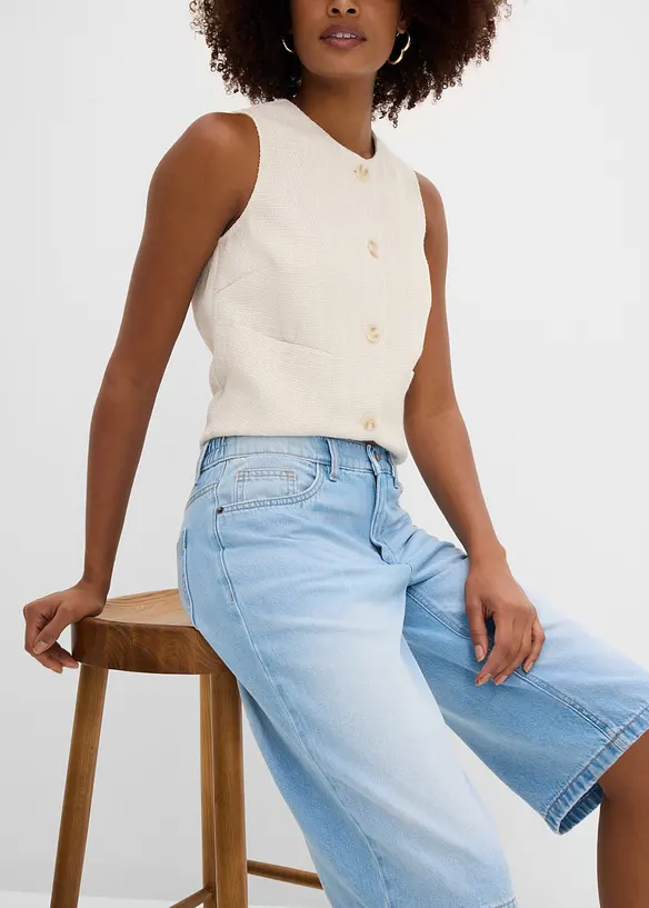 Bermuda in jeans, vita media, bonprix