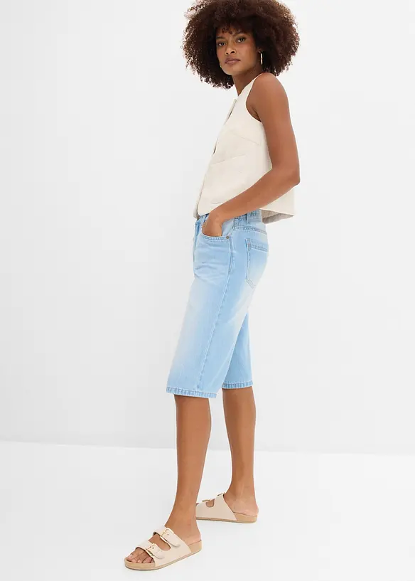 Bermuda in jeans, vita media, bonprix
