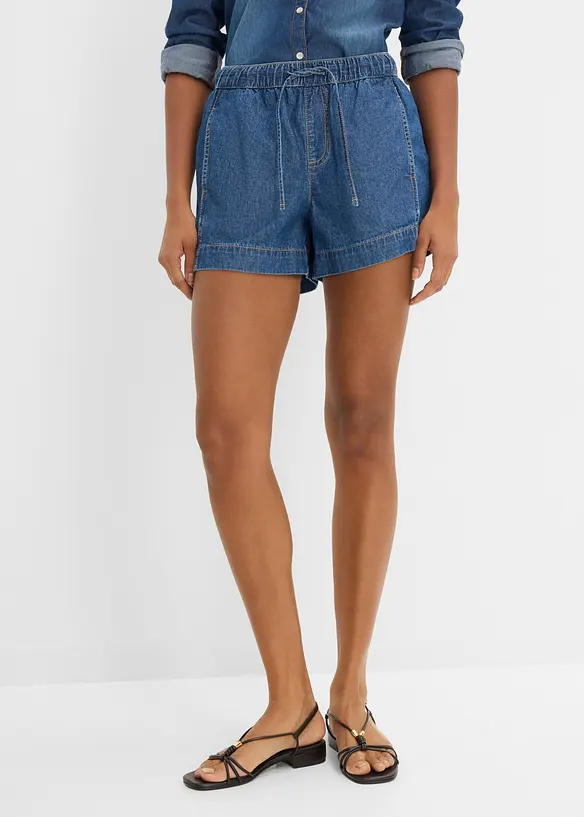 Shorts di jeans con vita comoda, vita media, bonprix
